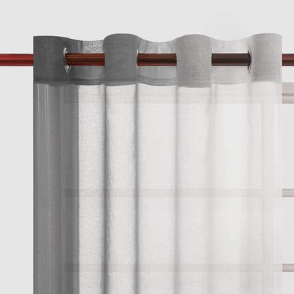 DWCN Grey Faux Linen Ombre Sheer Curtains - Image 4