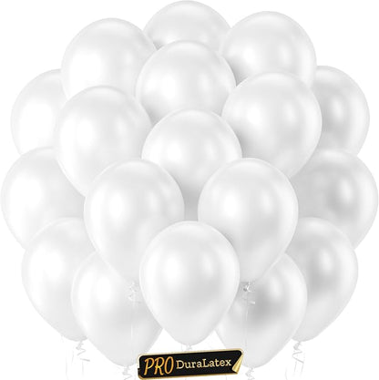 Pro Duralatex Pearl White Extra-Thick Balloons 120 Pack 10 inch | Pearlescent by Bezente