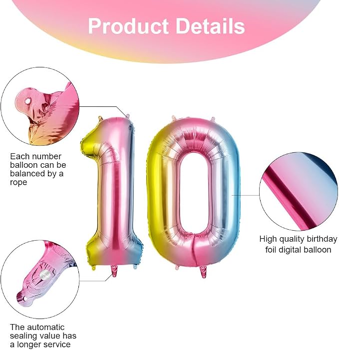 OFFCUP 40 Inch Gradient Number 10 Balloon - Image 3