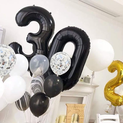 TONIFUL 40 Inch Black Number 5 Balloons Large Foil 5th Birthday Decorations | - Image 4