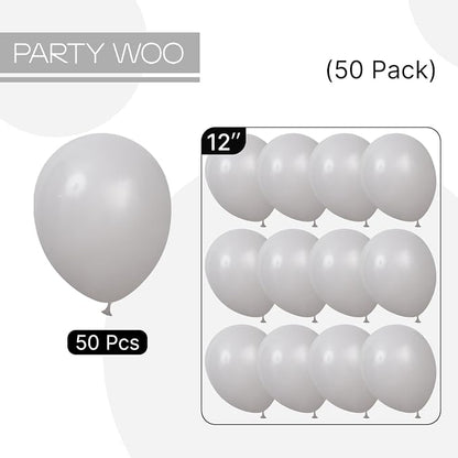 PartyWoo Gray Balloons 50pcs Matte Grey Latex Helium Balloons 12 Inch | Baby - Image 6