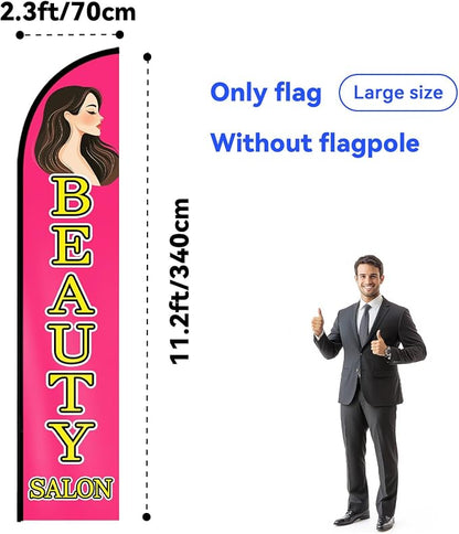 Beauty Salon Feather Flag, 11.2x2.3Ft, Advertising Banner - Image 3