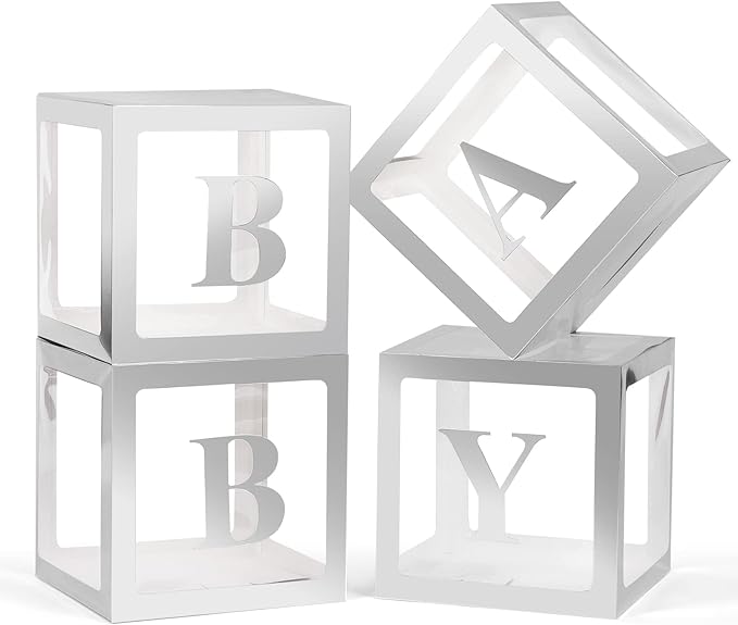 Voircoloria Baby Boxes with Letters, 4 Transparent Balloon Boxes | by Voircoloria