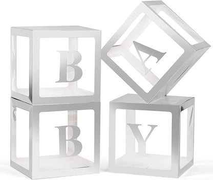 Voircoloria Baby Boxes with Letters, 4 Transparent Balloon Boxes | by Voircoloria