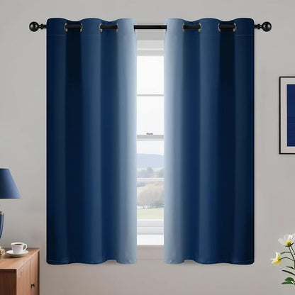 Yakamok Ombre Curtains Blue and Greyish White by Yakamok