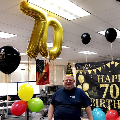 Gold Number 70 Birthday Balloons, 40 Inch Large Gold Mylar Foil Number 7 & 0 - Image 3