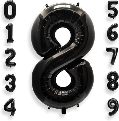 AULE 40 Inch Black Number Balloon 8 Foil 0-9 Birthday Big Numbers | Birthday by AULE