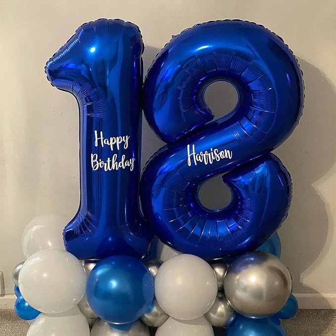 40 inch Navy Blue Number Balloon Dark Blue 6 Balloons Giant Foil Helium - Image 5