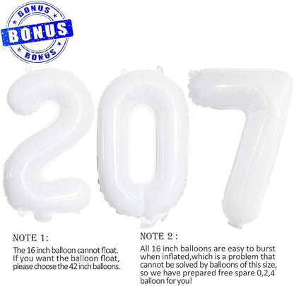 White 2027 Foil Number Balloons - Image 3