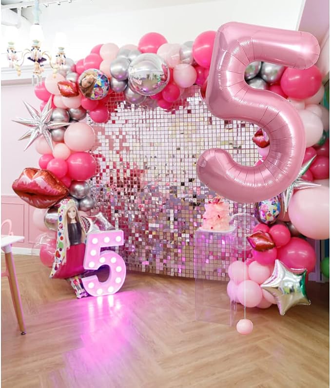 TONIFUL 40 Inch Pink Number 5 Balloons Large Foil 5th Birthday Decorations | - Image 3