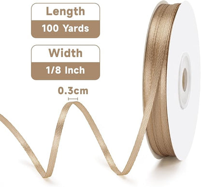 KINGLAKE Light Brown Satin Ribbon - Image 2