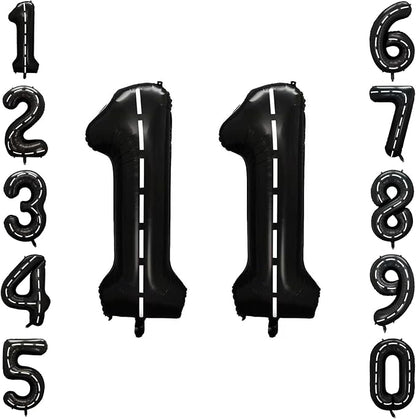 Black and White Stripes Number 11 Balloon 40 Inch, Road Style Digit Decor | by Unknown