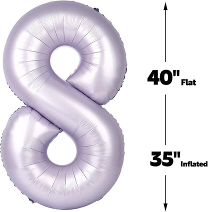 Helium Foil Lilac Number 8 Balloon 40 Inch, Mylar Eight Numbers 8 18 28 38 48 - Image 3