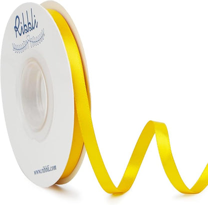 Ribbli Maize Yellow Double Faced Satin Ribbon, 1/4” x Continuous 25 Yards by Ribbli