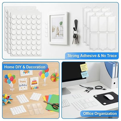 Glue Dots Double Sided 450Pcs, Leaves No Sticky Marks. Round & Square Dots - Image 5