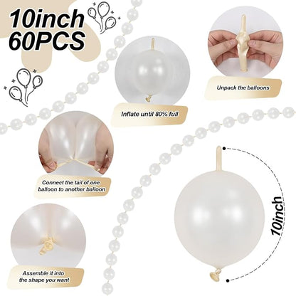 Pearl White Linking Balloons, Tails Balloon - Image 2
