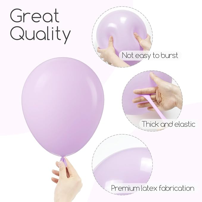 Awenztech 122pcs Pastel Purple Balloons, 18 12 10 5 inch Light Purple Balloons - Image 3