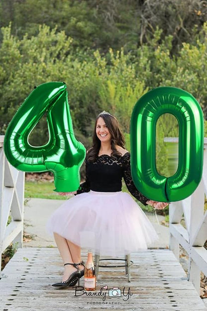 4 Balloon Numbers Birthday Decorations, 40In Green Balloons - Image 5