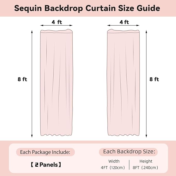 Sugargirl Gold Sequin Backdrop Curtain 4FTx8FT Glitter Gold Background Drapes - Image 6