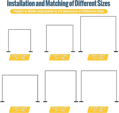 10x10FT Backdrop Stand Heavy Duty Pipe and Drape Kit Black | Adjustable Metal - Image 2