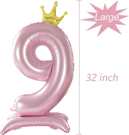 Crown Pink Number 9 Balloon - Image 2