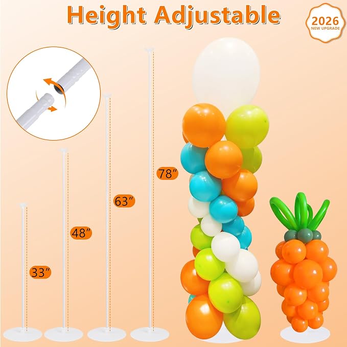 Balloon Column Stand Set of 4, Adjustable Balloon Tower Pillar Kit - Image 3