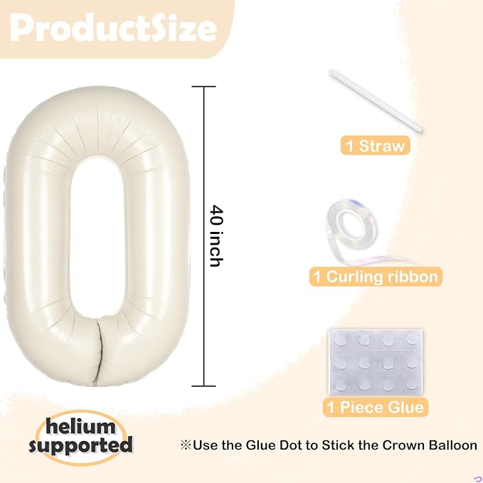 Cream White Number 16 61 Balloon - Image 2