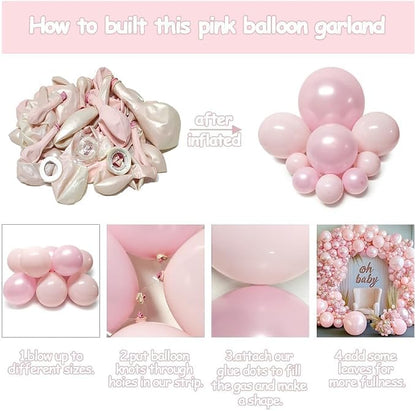 Pearl Pink Balloon Arch Garland Kit Double Stuffed | Light Pastel Pale Pink - Image 4
