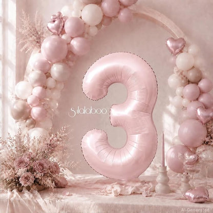 40 Inch Light Pink Number 3 Foil Big 0-9 Giant Digital Balloon | 3rd - Image 3