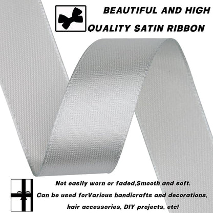 7/8 Inch 30 Yards Silver Satin Craft Ribbon-Single Face Polyester Ribbon - Image 3