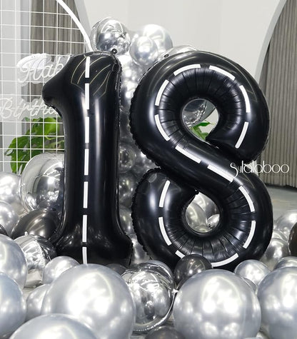 Race Car 40 Inch Black 18 Big Large Helium Balloon Number 0-9 | Track Giant - Image 5