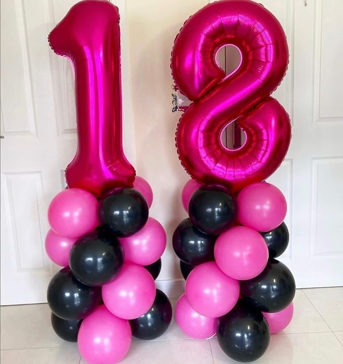 40 Inch Hot Pink 17 Number Balloons Giant 17 Balloons Hot Pink Birthday 17 - Image 3