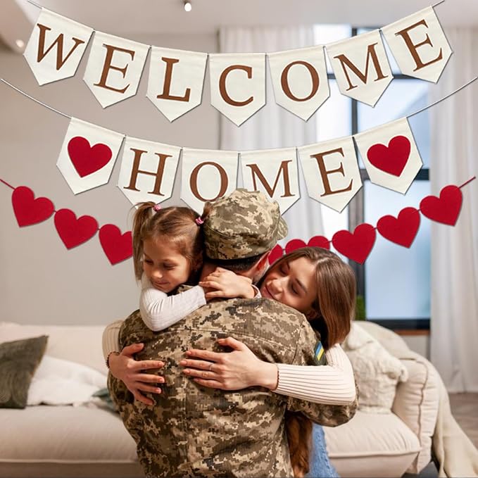 Pre-Strung Welcome Home Burlap Banner, Assembled Welcome Sign - Image 2