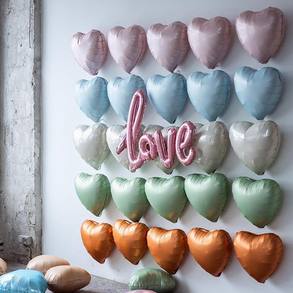 Baby Pink Heart Balloon, 18inch Pastel Pink Heart Shape Balloons Helium - Image 4
