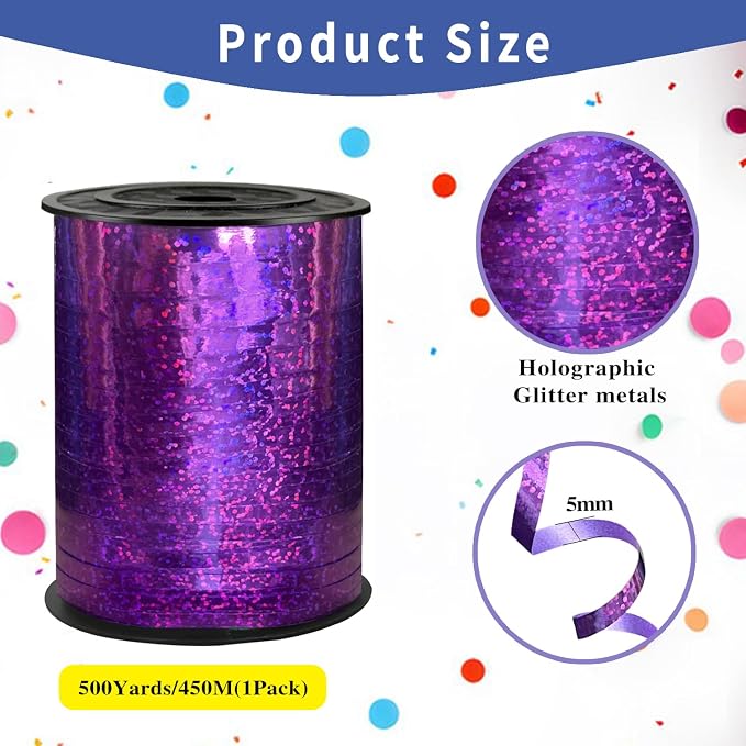 500 Yards Purple Shiny Curling Ribbon - Image 2