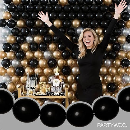 PartyWoo Black Linking Balloons 100pcs 12 Inch Black Link Balloons | - Image 8