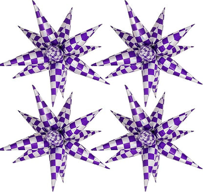 Purple Gingham Balloons Check Balloons Gingham Birthday Party Decorations by Enimapod