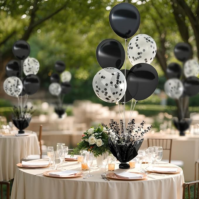 Black Balloon Table Centerpiece Kit, 2 Sets Black Balloon Stands - Image 2