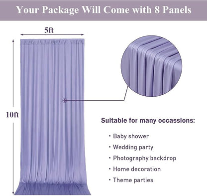 40ft x 10ft Wrinkle Free Lavender Backdrop Curtains - Image 6