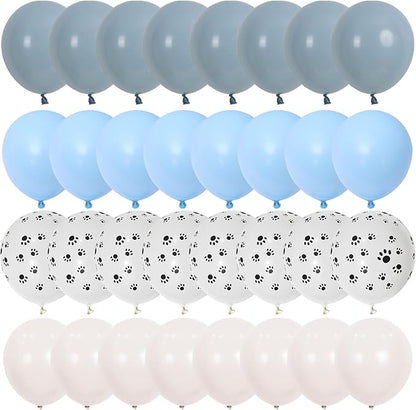 Dog Paw Balloons, 12 Inch Retro Dusty Slate Blue Pastel Muted Blue Sand White - Image 8