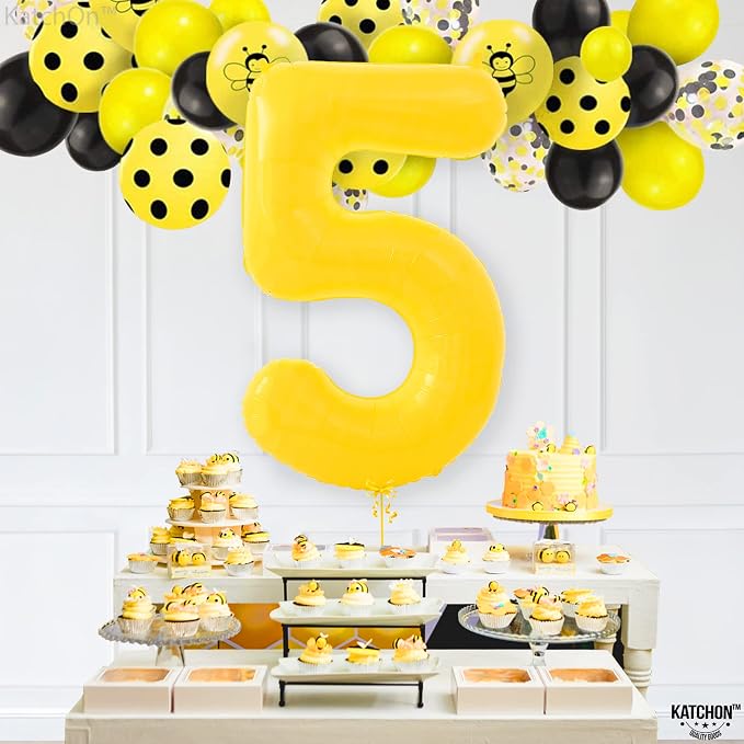 KatchOn, 40 Inch | Yellow 5 Balloon | 5th Birthday Decorations - Image 3
