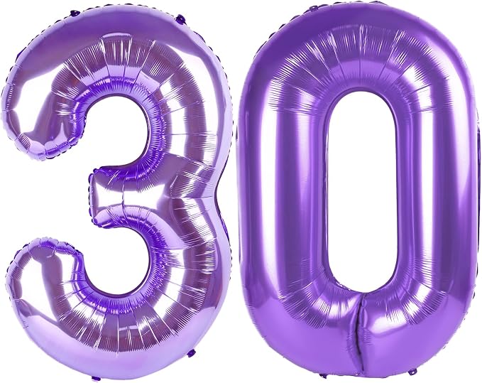 30 Balloon - Purple Birthday Number Balloons, 40 Inch Decorations Men Women | by ALPHADELTAPI