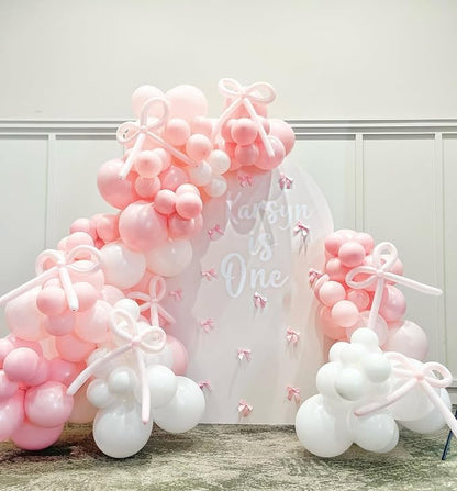 Bow Pink and White Balloon Arch Kit - Image 6