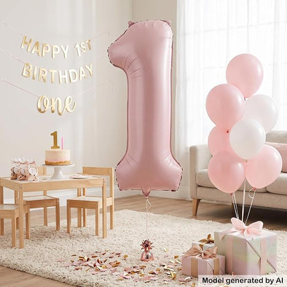 40 Inch Blush Pink Foil Number 1 Balloon - Image 4