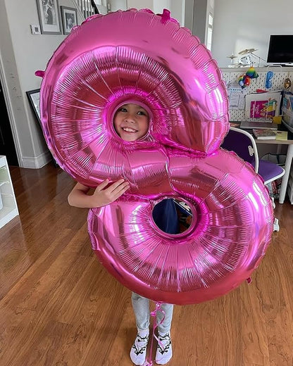 6 Balloon - Pink Birthday Number Balloons, 40 Inch Decorations Men Women | Pink - Image 9