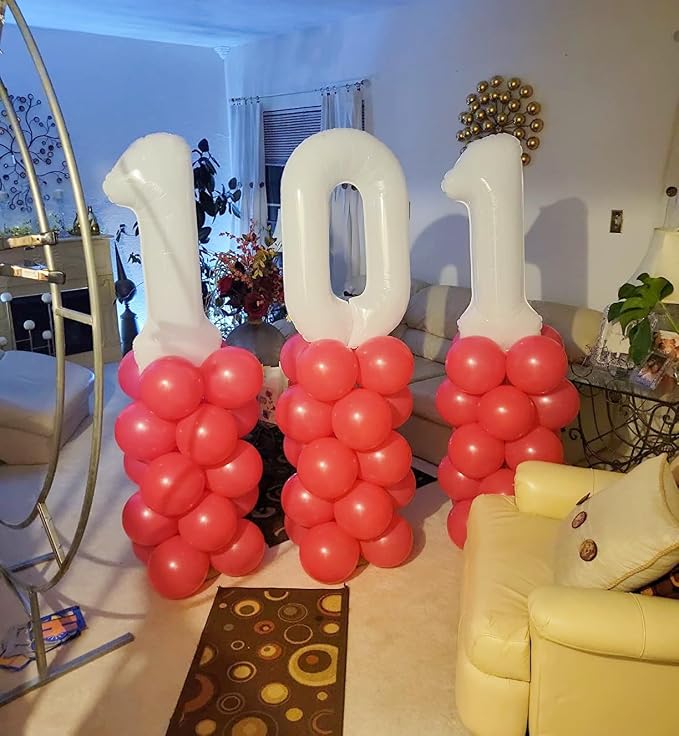 6 Balloon Numbers Birthday Decorations, 40In White Balloons - Image 4