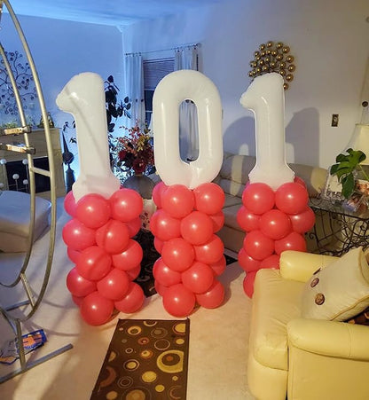 6 Balloon Numbers Birthday Decorations, 40In White Balloons - Image 4