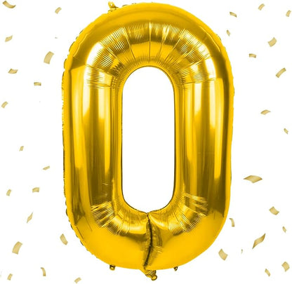 40 inch Gold Number Balloon Giant Foil Helium Balloons Gold Number 0 Balloon by Yeodong