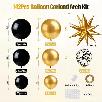 Black and Gold Balloon Garland Arch Kit | Party Decorations - Image 5