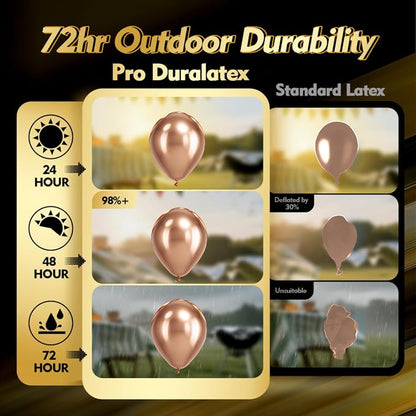 Pro Duralatex Rose Gold Extra-Thick Balloons 120 Pack 10 inch | Metallic Chrome - Image 3